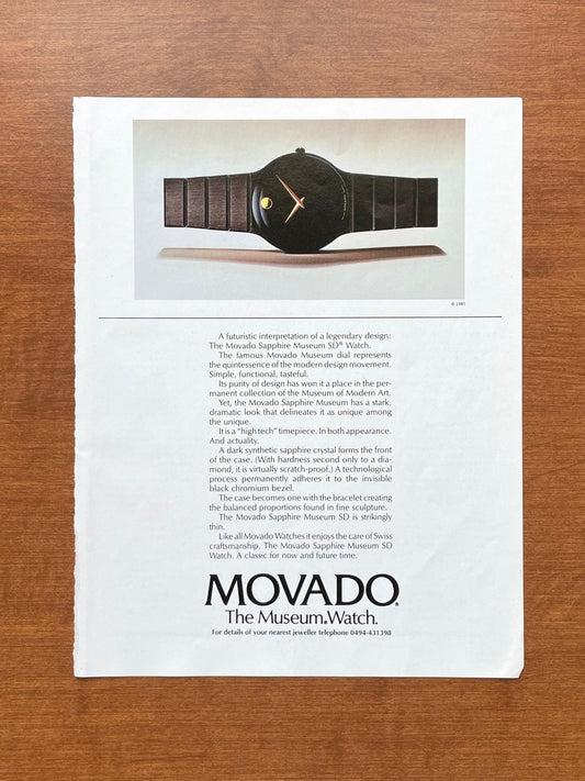 1985 Movado "The Museum Watch" Advertisement