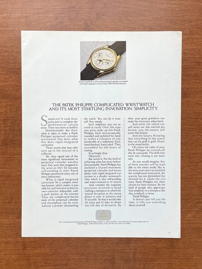 1985 Patek Philipe Perpetual Calendar Ref. 3940 Advertisement