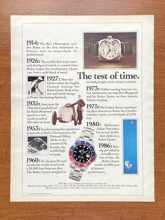 1986 Rolex GMT Master Ref. 16750 "The test of time." Advertisement