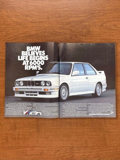 1988 BMW M3, E30 "Life begins at 6,000 RPM's" Advertisement