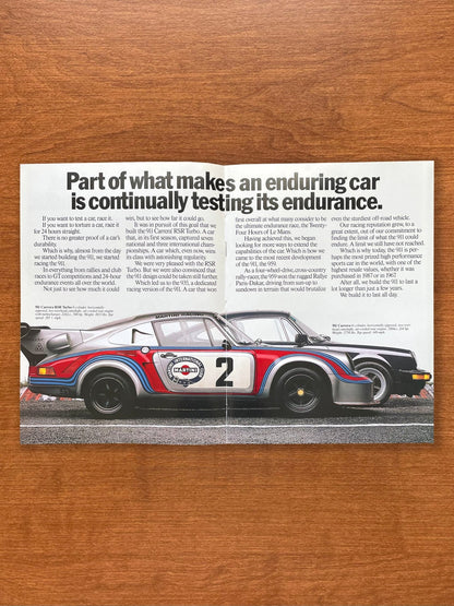 1988 Porsche Carrera RSR Turbo Martini Racing and 911 Carrera Advertisement