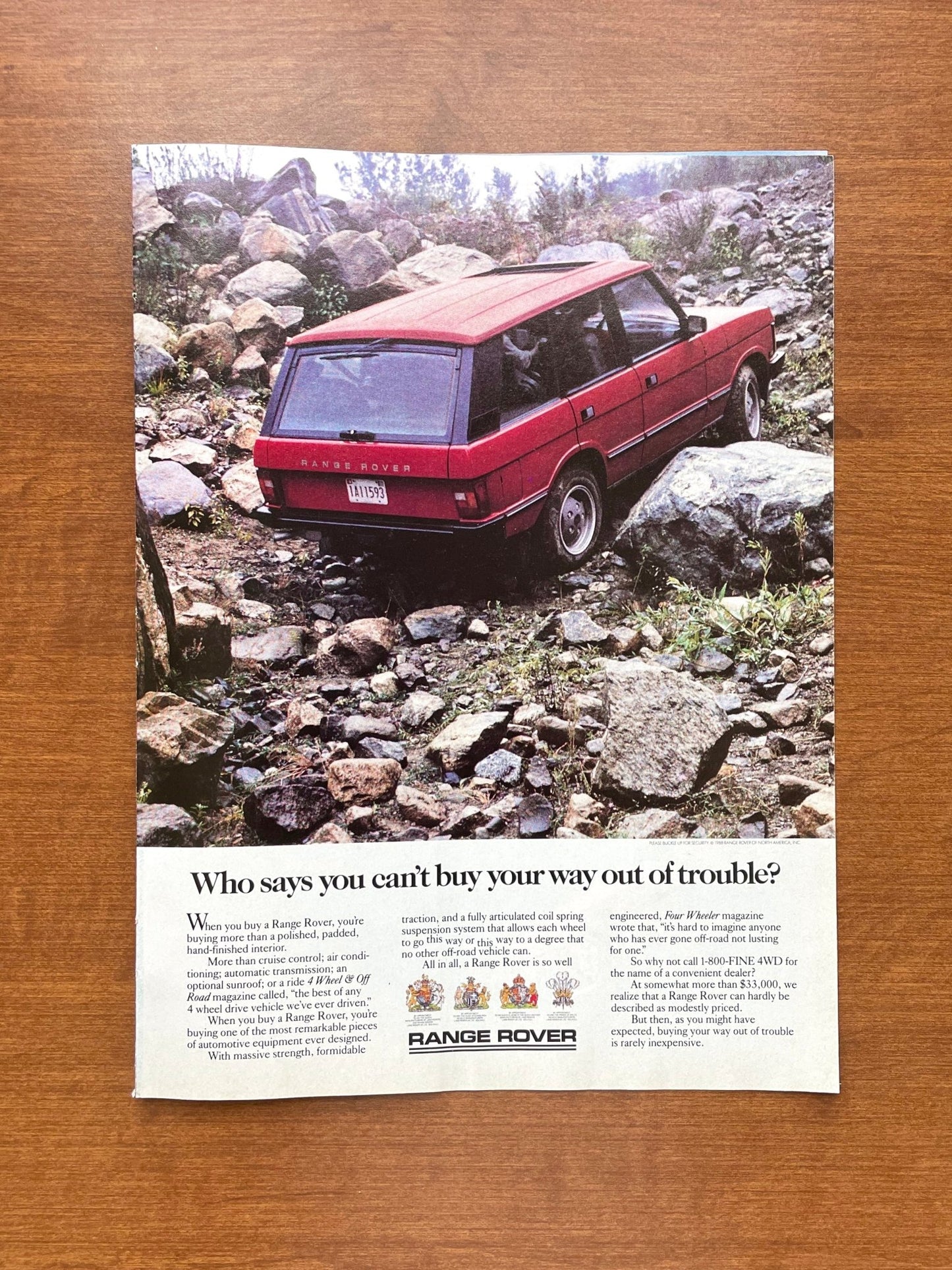 1988 Range Rover "buy your way out of trouble?" Advertisement