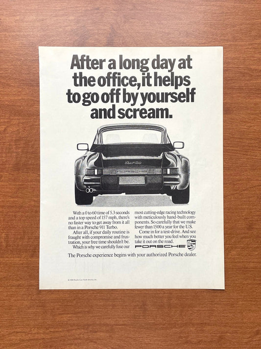 1989 Porsche 911 Turbo "long day at the office... scream." Advertisement