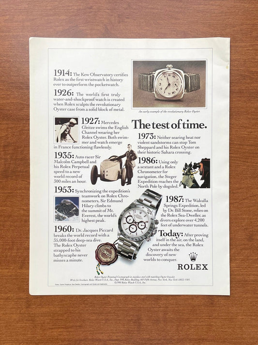 1990 Rolex Daytona Ref. 16520 "The test of time." Advertisement