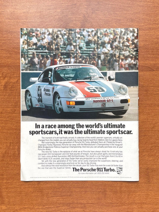 1991 Porsche 911 Turbo "the ultimate sportscar." Advertisement