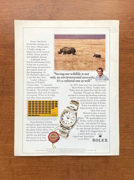 1991 Rolex Datejust Ref. 16200 "Saving our wildlife..." Advertisement