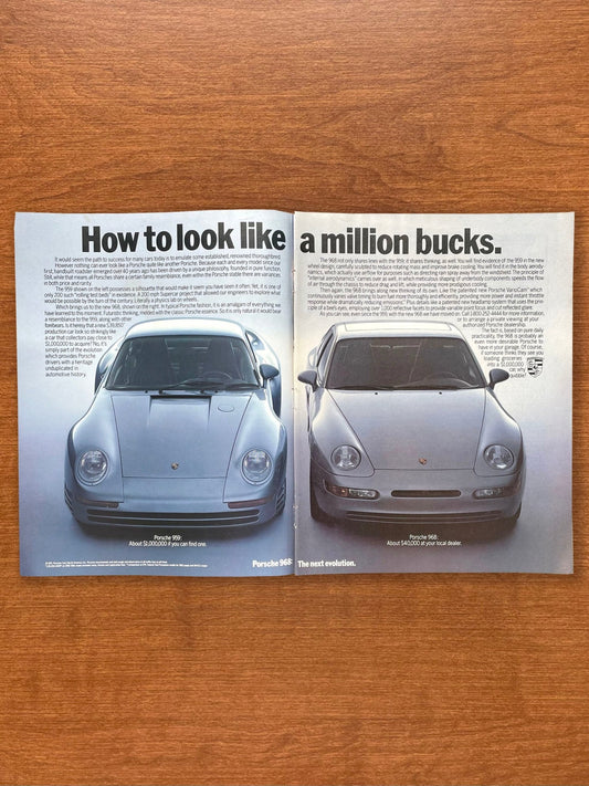 1992 Porsche 959 and 968 "How to look like a million bucks." Advertisement