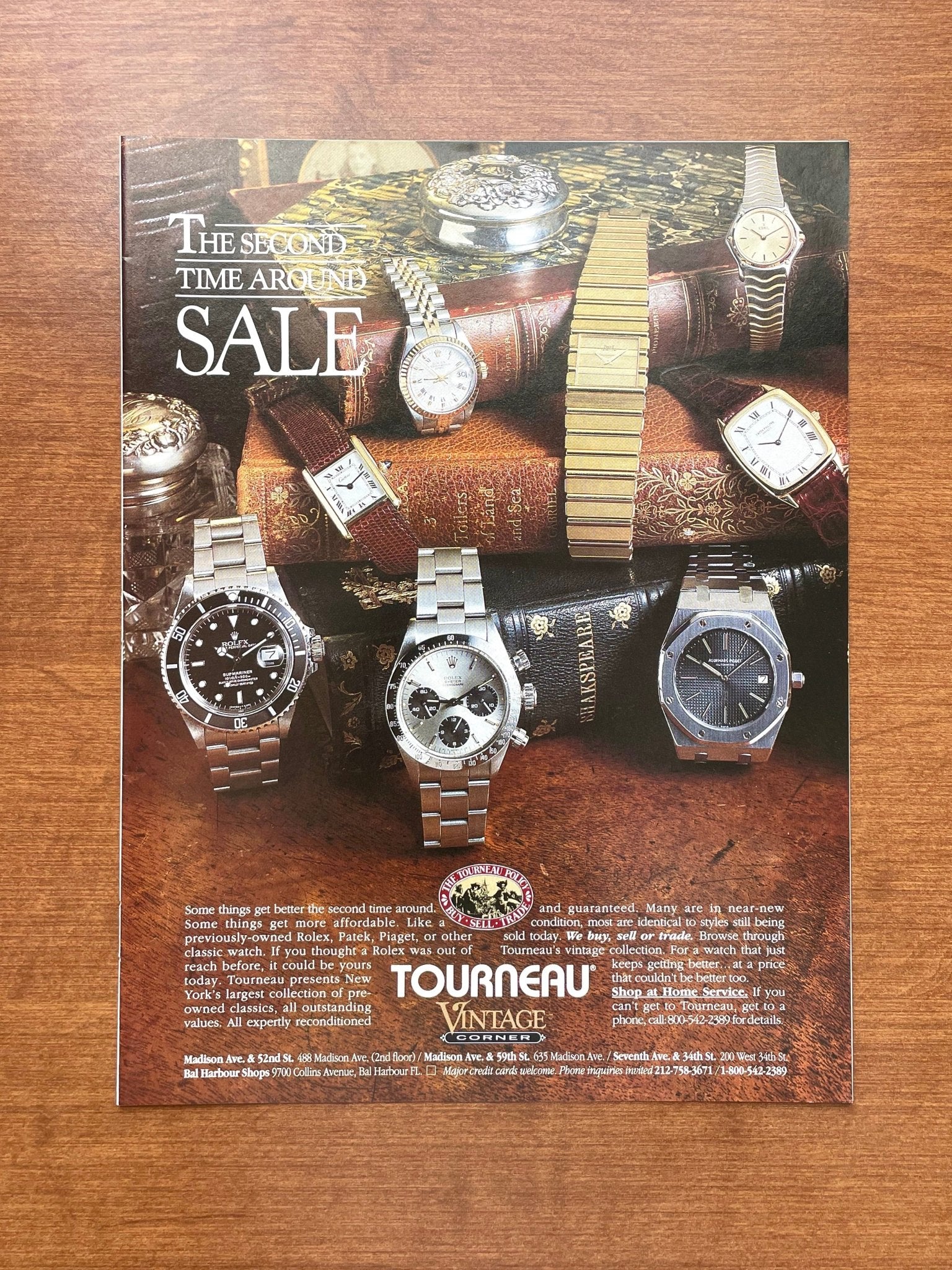 1992 Tourneau Advertisement with vintage Rolex Daytona Ref. 6265