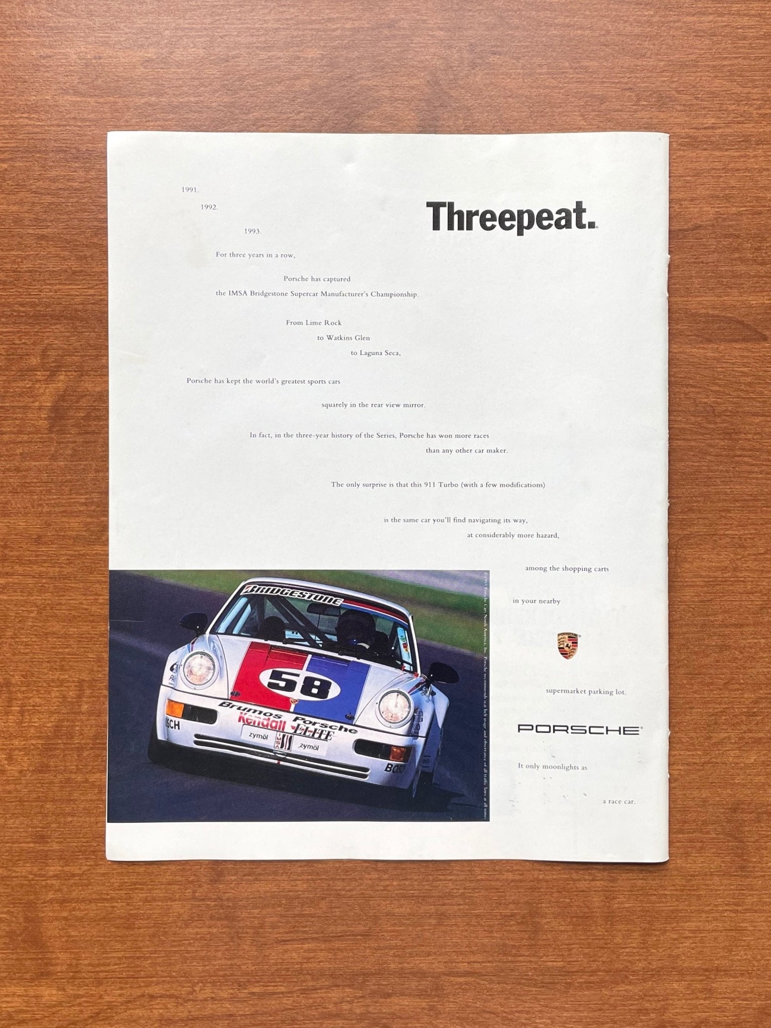 1993 Porsche 911 Turbo "Threepeat." Advertisement