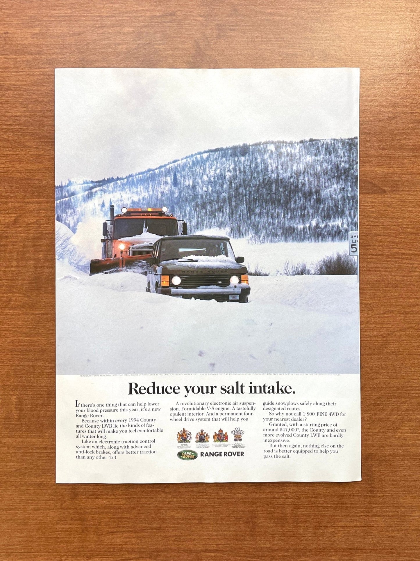 1993 Range Rover Country "Reduce your salt intake." Advertisement