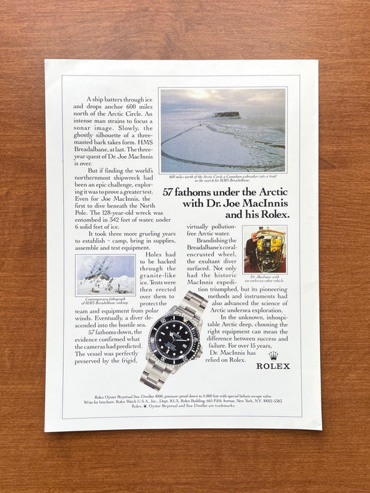 1993 Rolex Sea Dweller Ref. 16600 "57 fathoms under the Arctic..." Advertisement