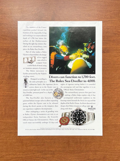 1993 Rolex Sea Dweller Ref. 16600 "Divers can function..." Advertisement