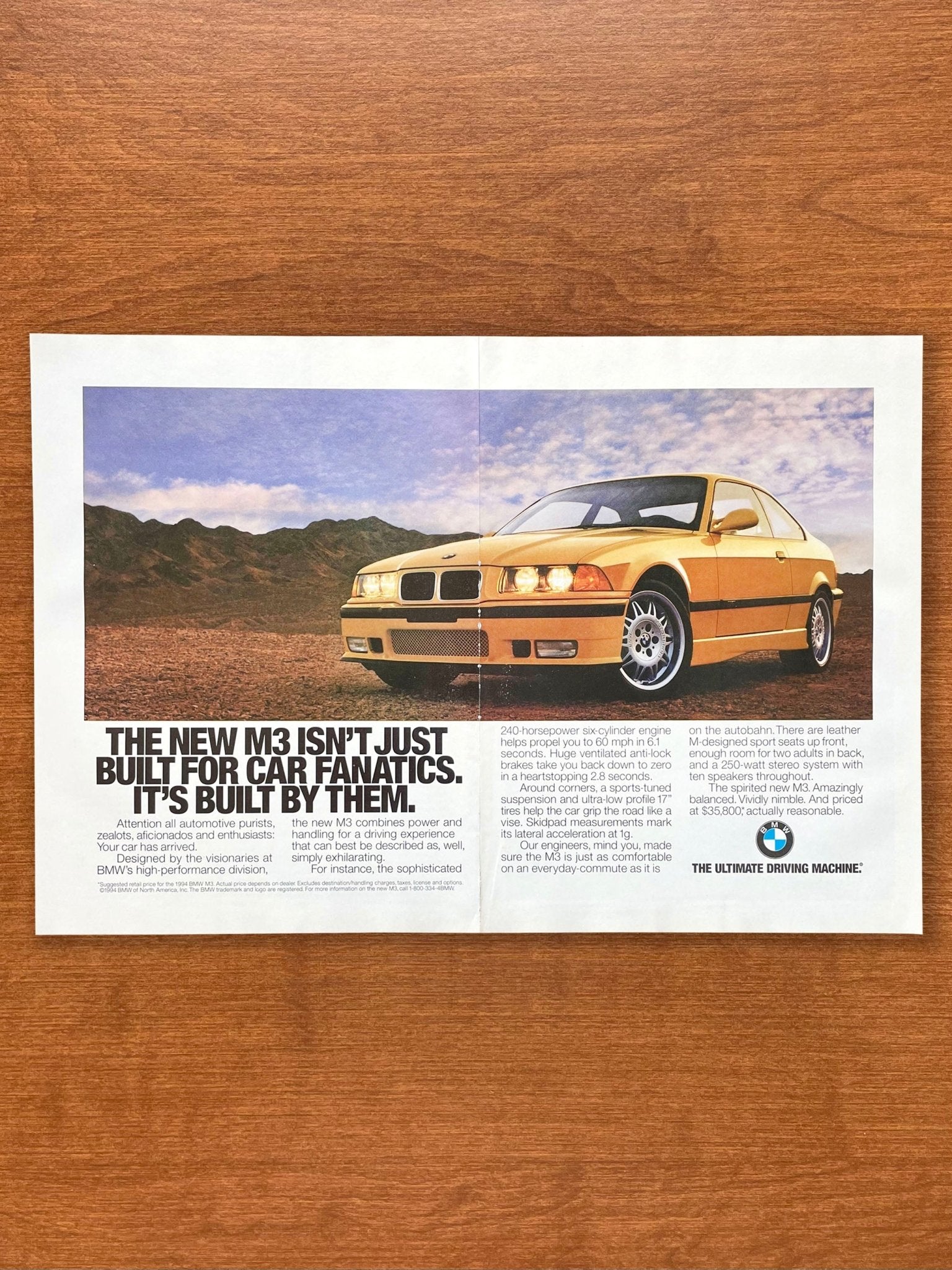 1994 BMW M3 "Built for car fanatics..." Advertisement