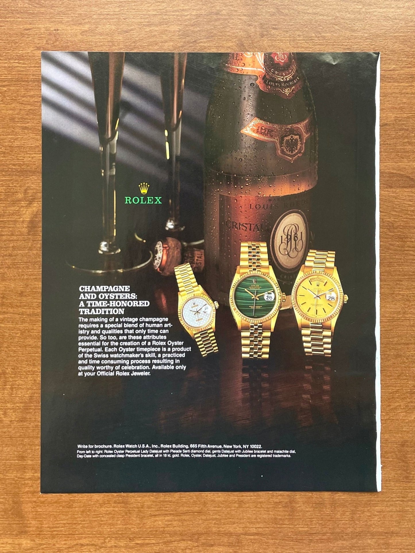 1994 Rolex Datejust and Day Date "Champagne and Oysters" Advertisement