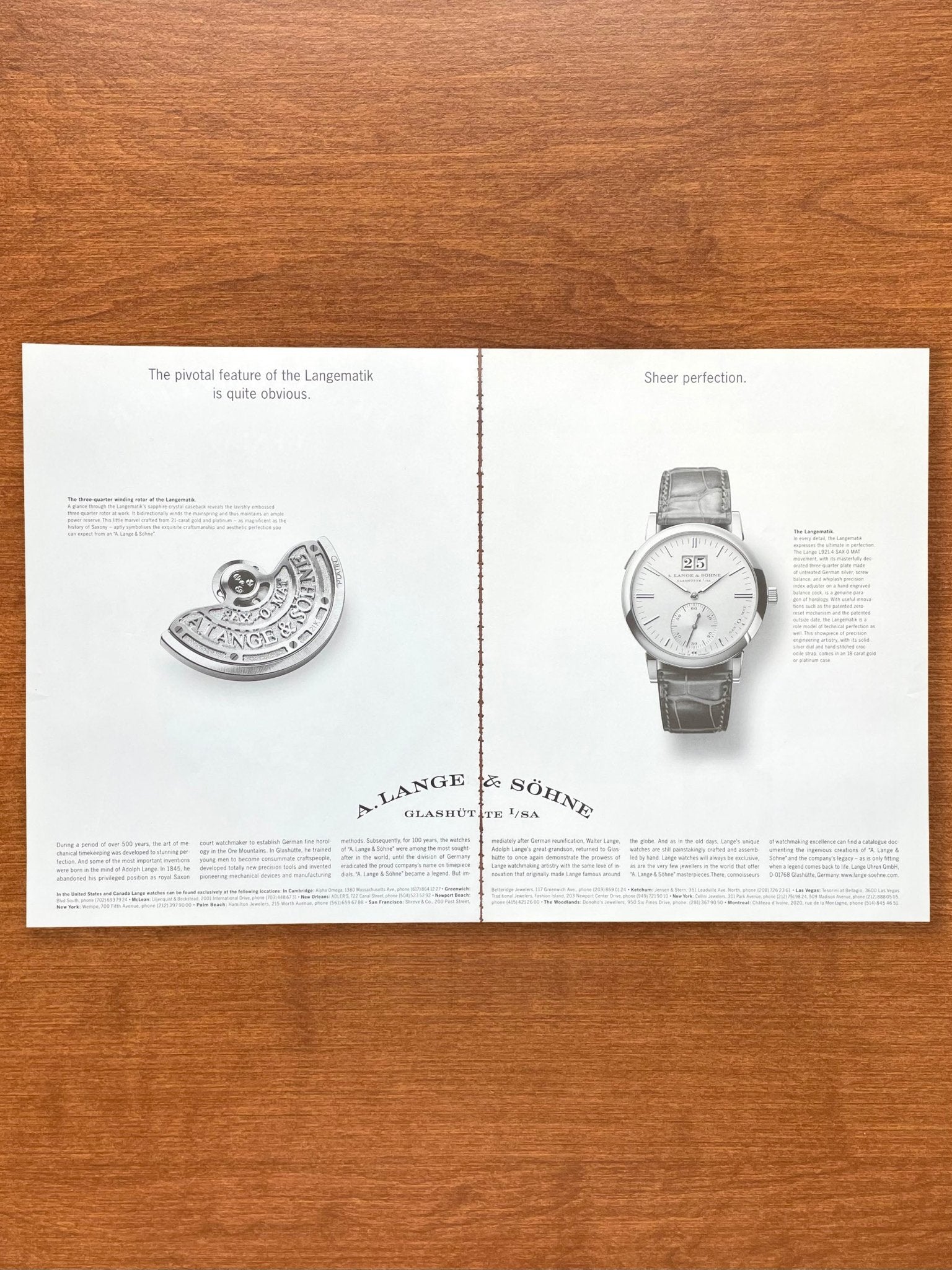 2003 A. Lange & Sohne Langematik with rotor Advertisement