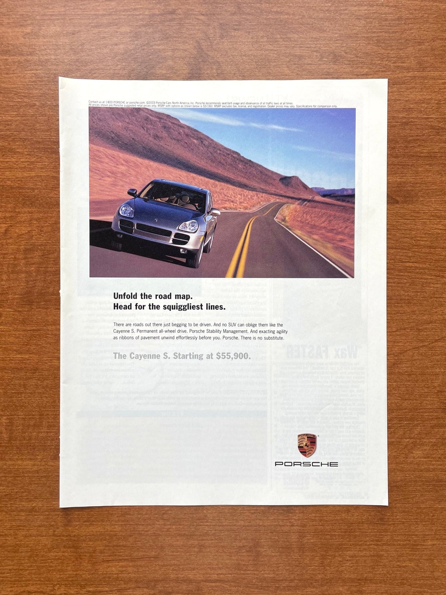 2003 Porsche Cayenne S "Head for the squiggliest lines" Advertisement