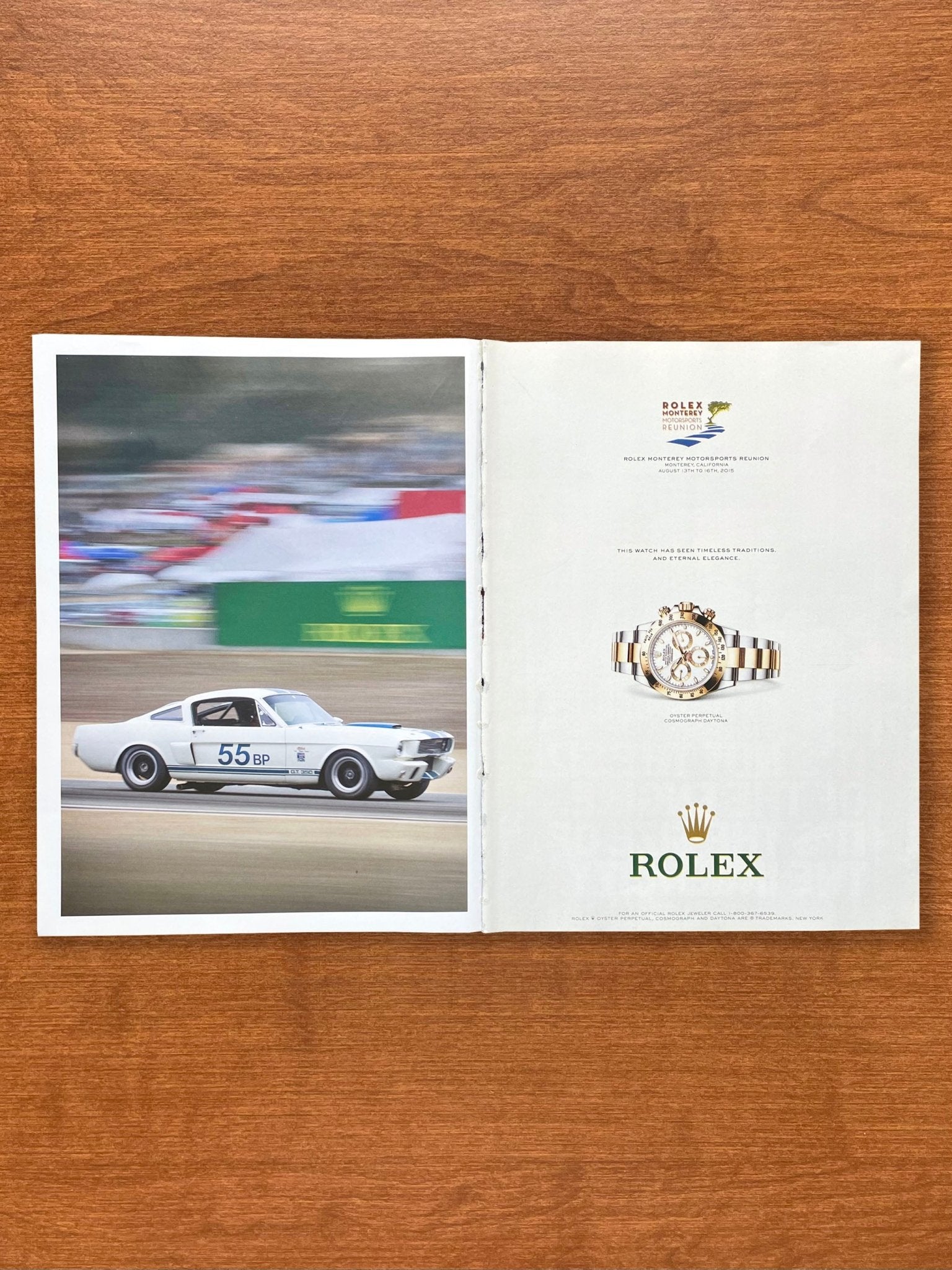 2015 Rolex Daytona Ref. 116523 "Monterey Motorsports Reunion" w/ Ford Mustang Advertisement