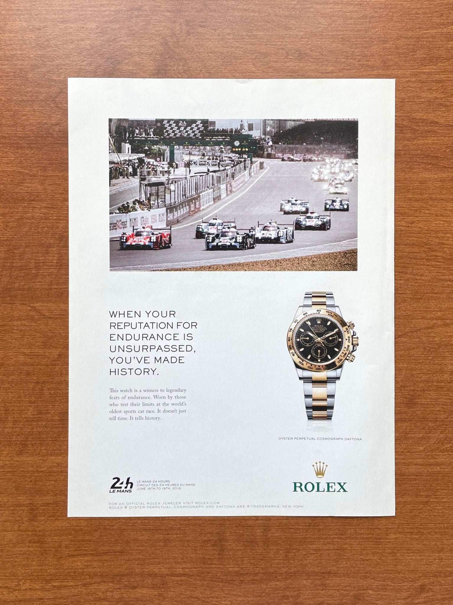 2016 Rolex Daytona Ref. 116503 "Reputation for Endurance" Advertisement