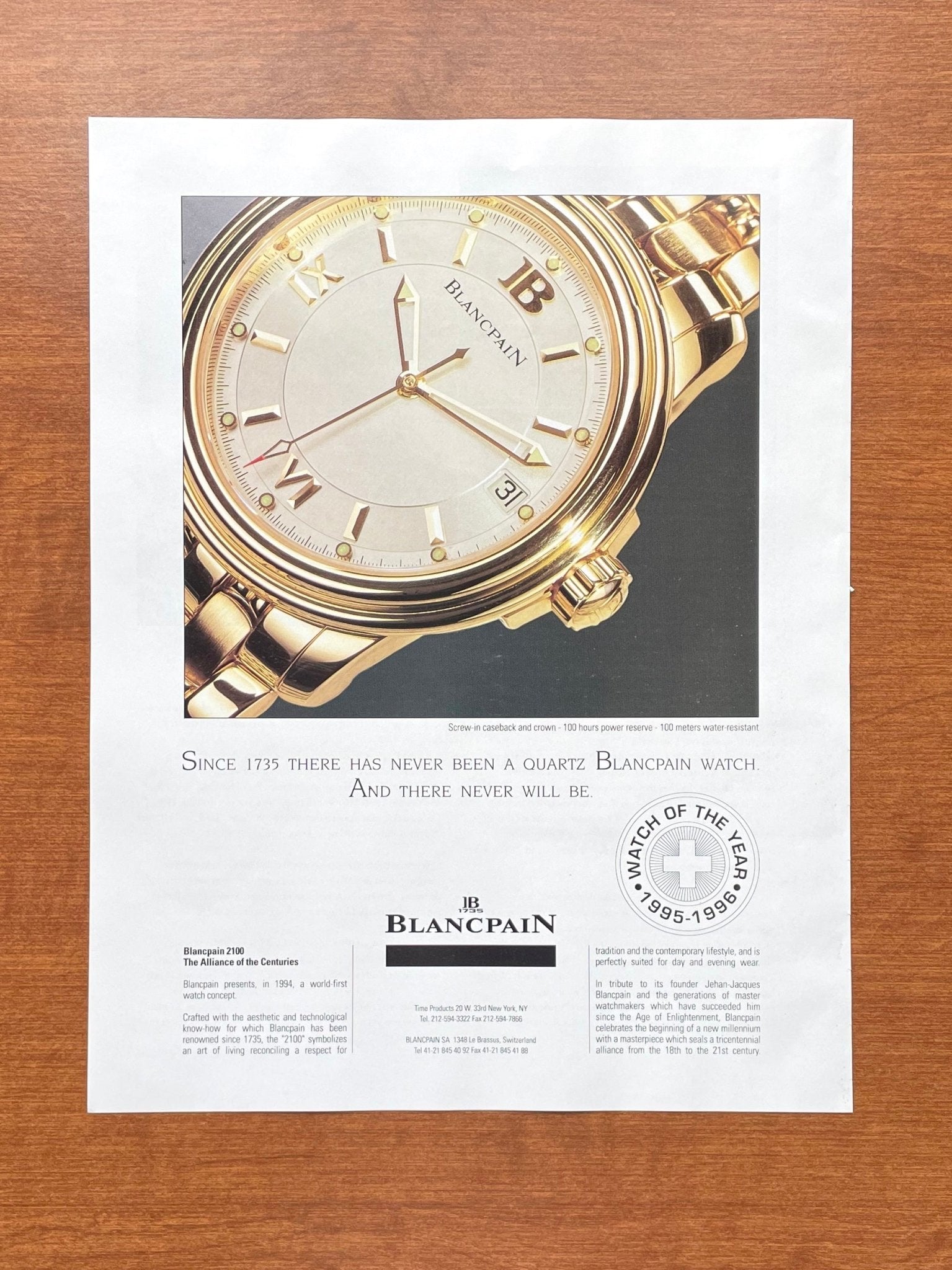 Blancpain 2100 Wristwatch Advertisement