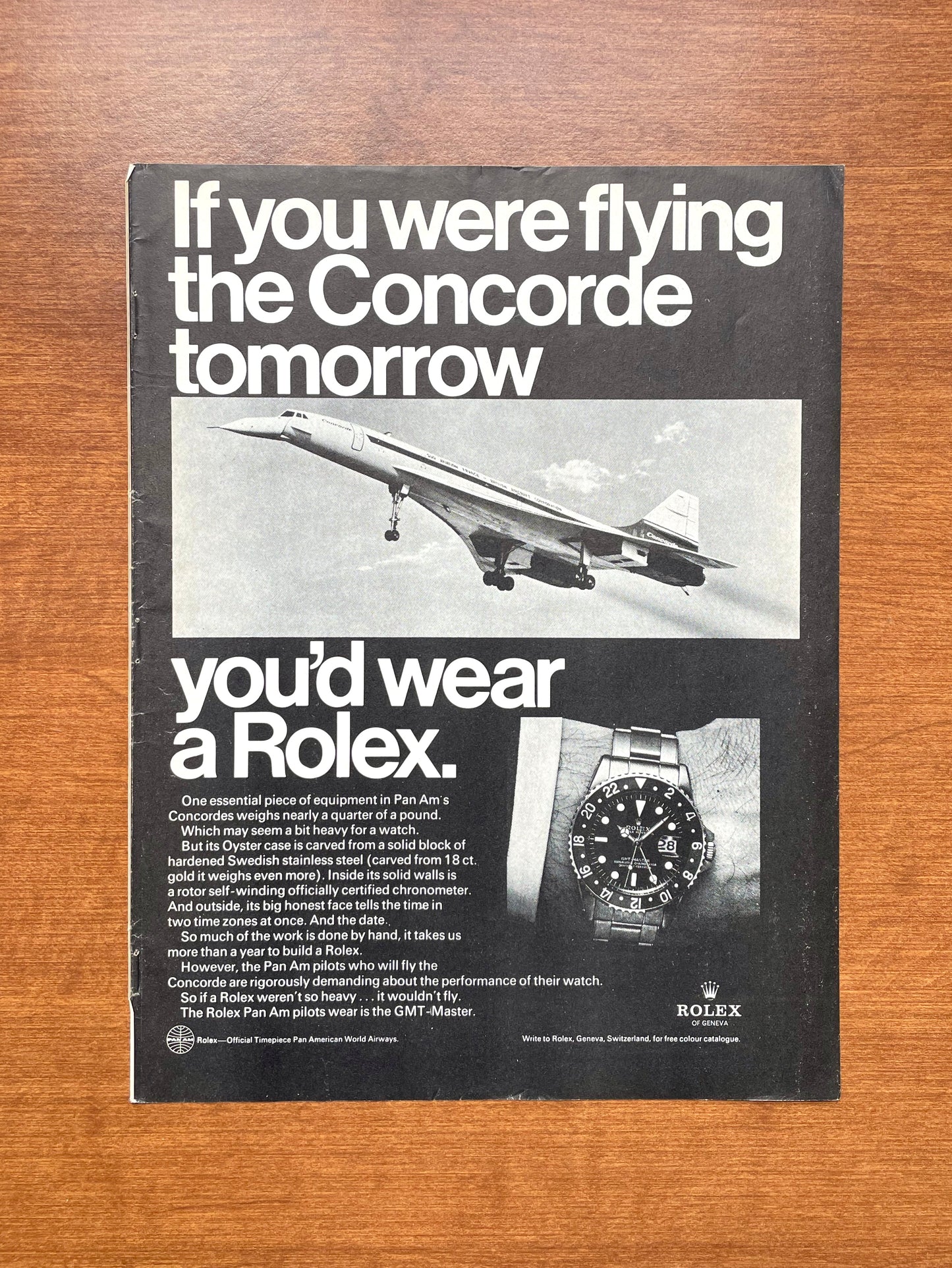 1969 Rolex GMT Master Ref. 1675 "If you were flying the Concorde..." Advertisement (steel)