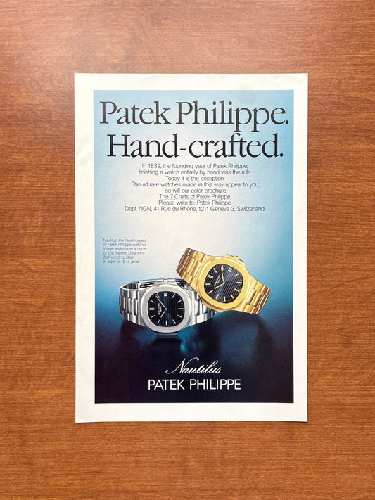 Patek Philippe Nautilus "Hand-crafted." Advertisement