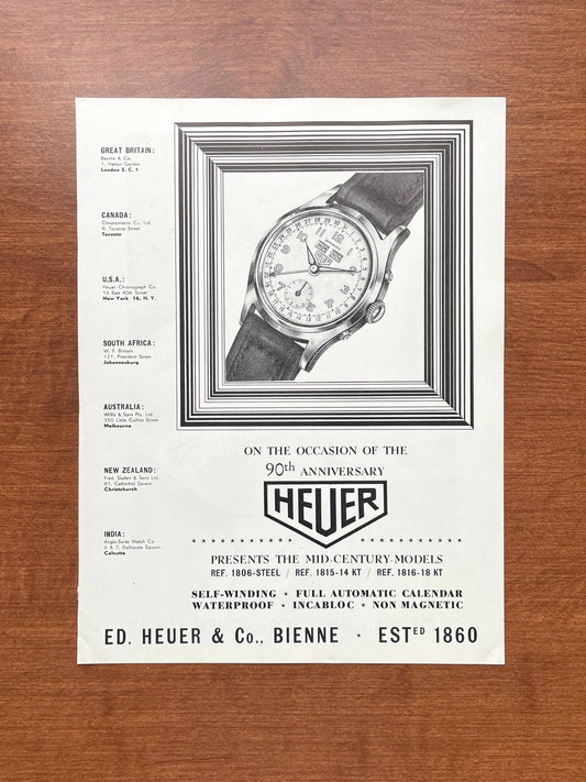 Vintage Heuer 90th Anniversary Advertisement