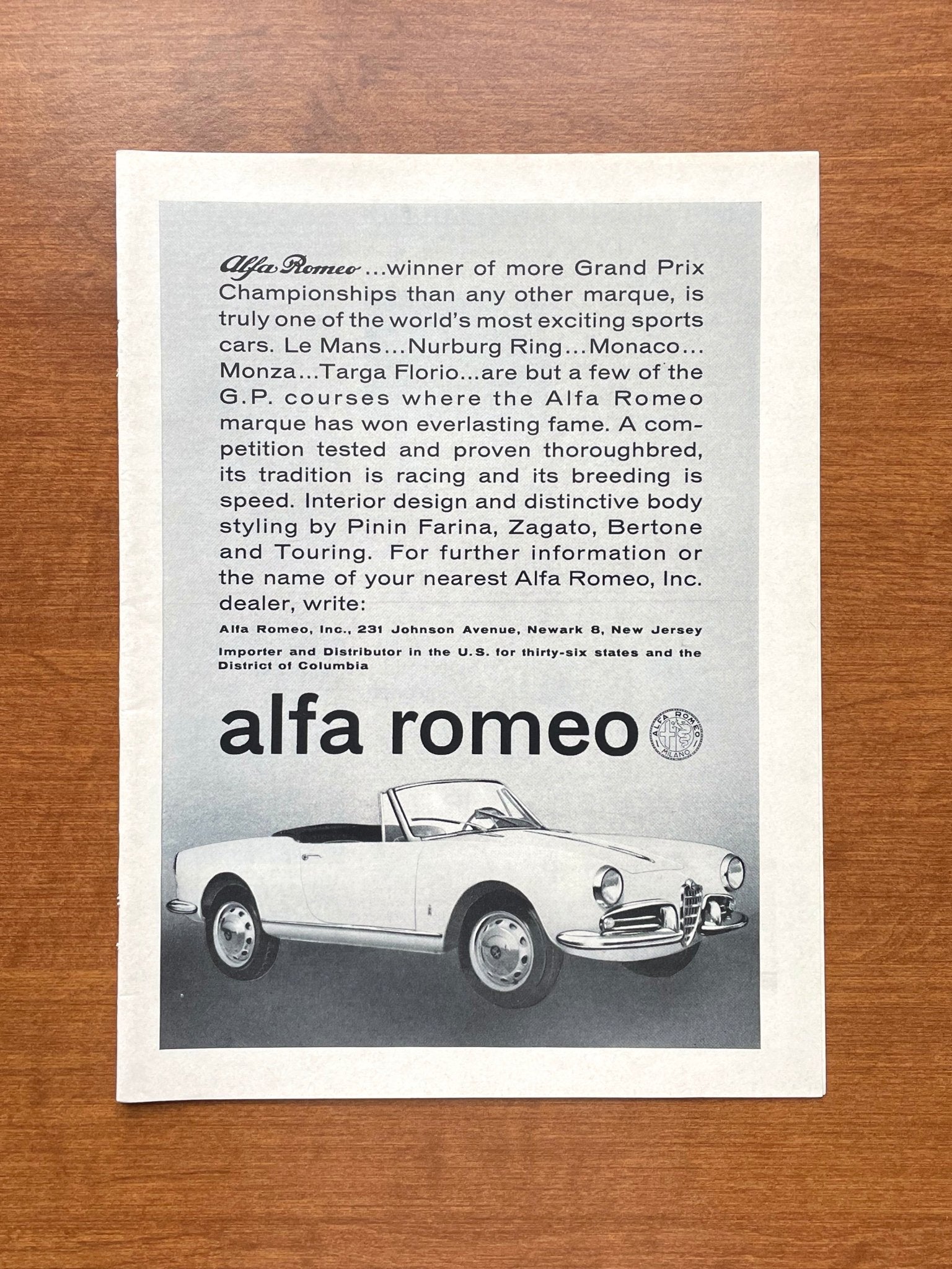 1962 Alfa Romeo "Grand Prix Championships..." Advertisement