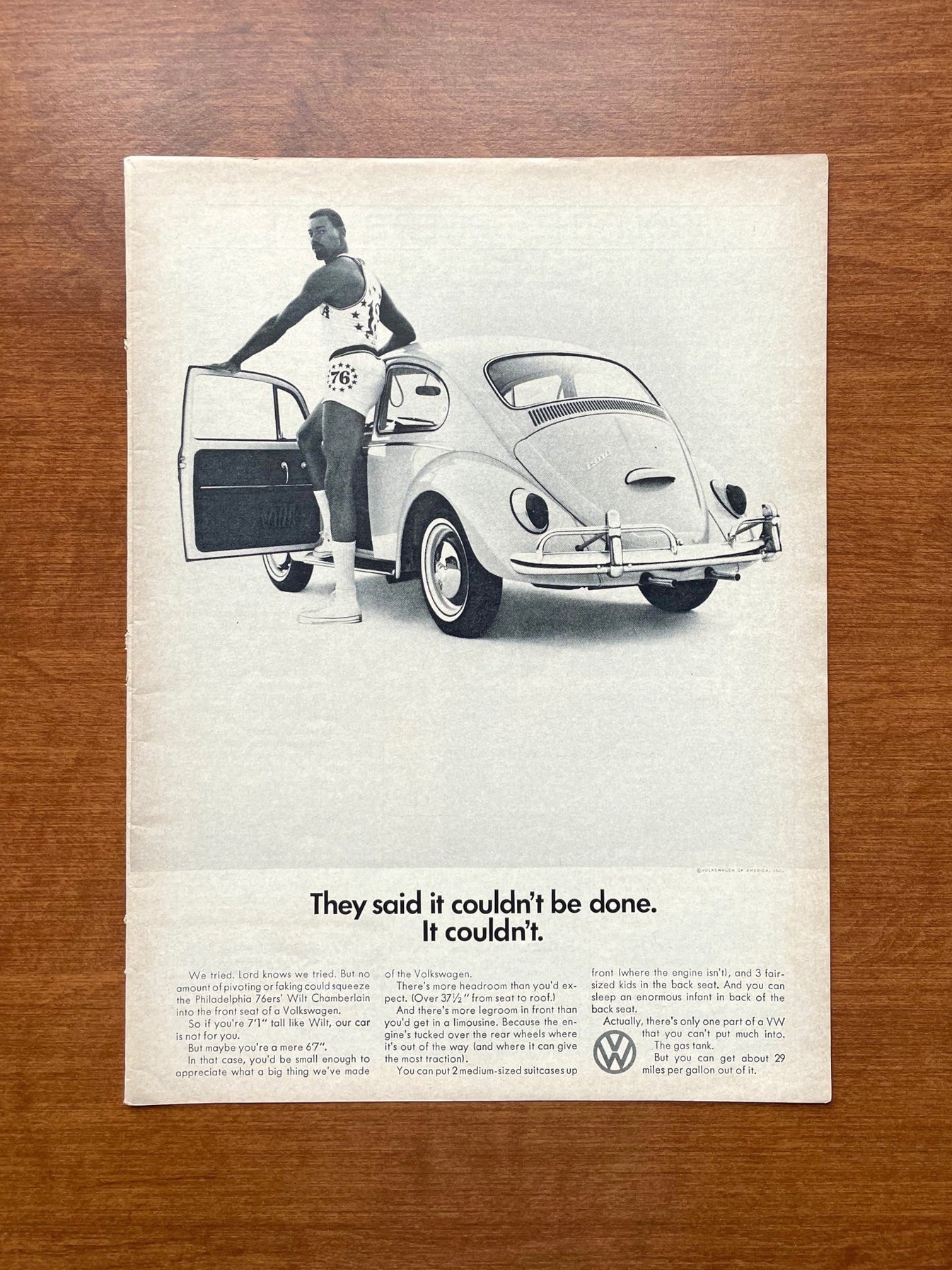 1966 Volkswagen VW Beetle featuring Wilt Chamberlain Advertisement | Ad ...