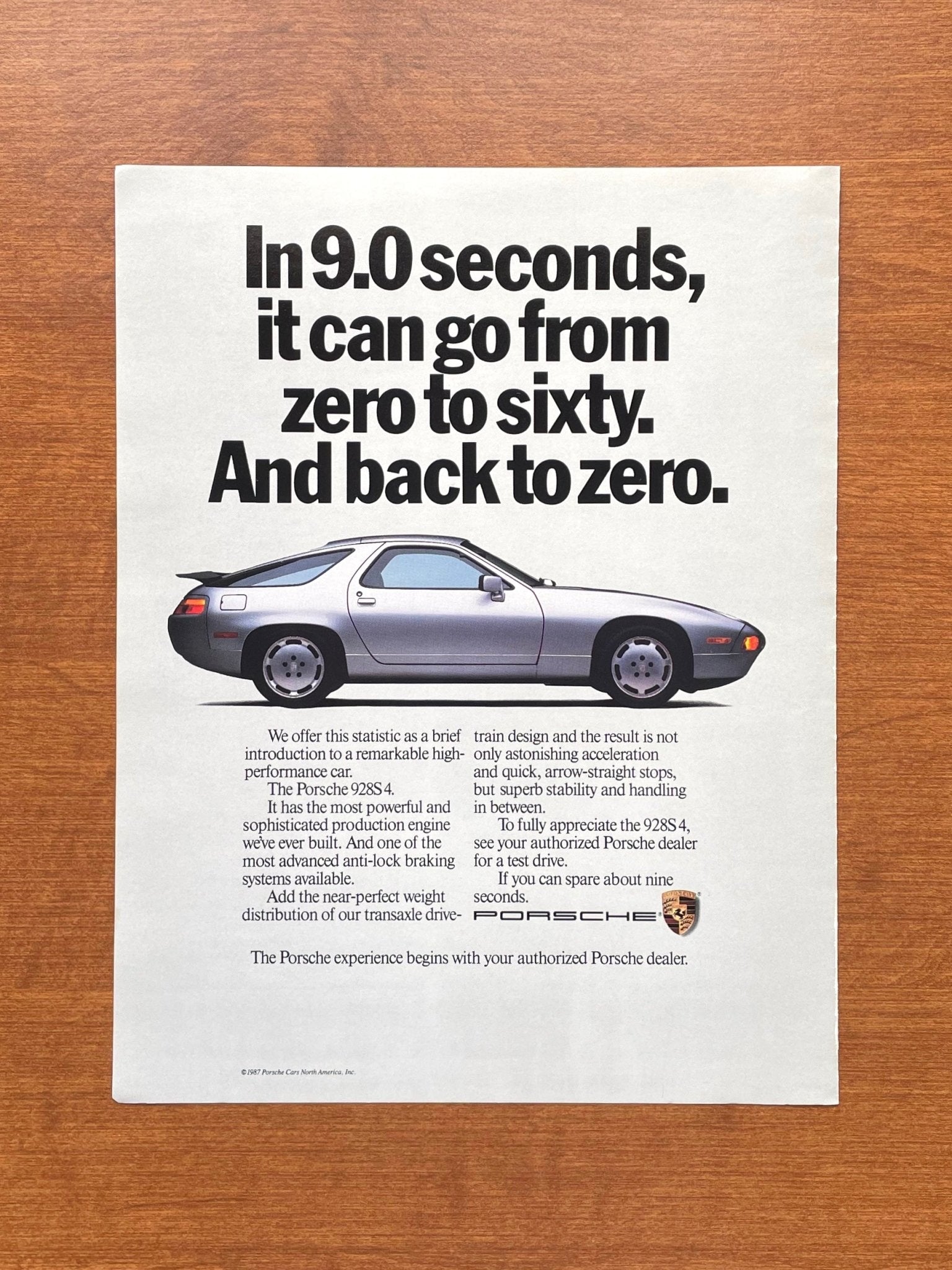 1987 Porsche 928S 4 "Zero to sixty. And back to zero." Advertisement