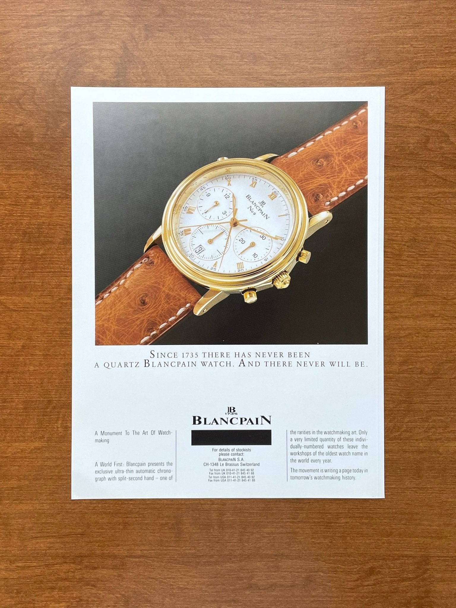 Blancpain Ads Vintage Magazine Advertisements Ad Patina