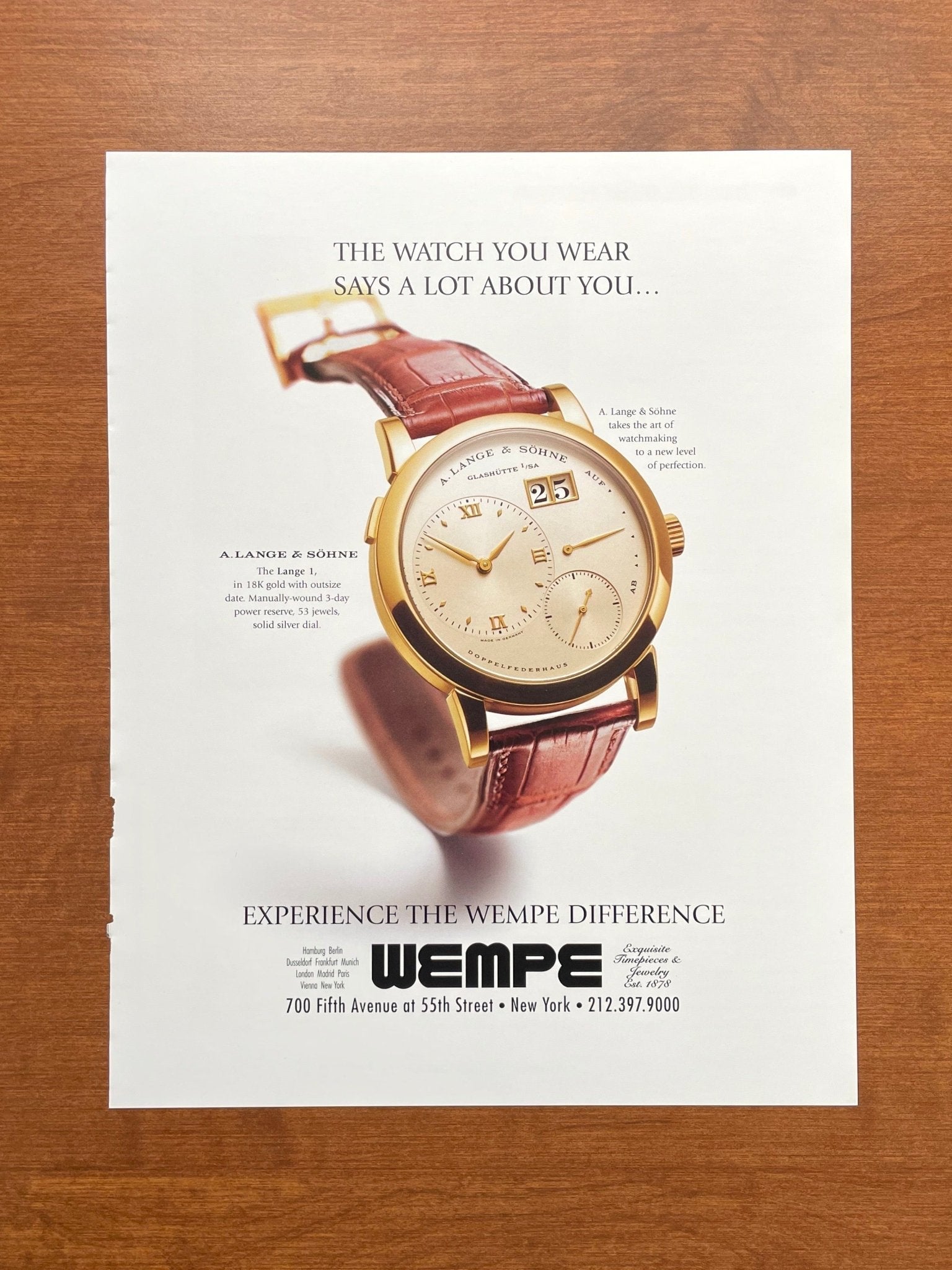 A. Lange Sohne Ads Vintage Magazine Advertisements Ad Patina