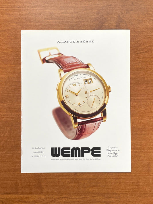 2000 A. Lange & Sohne Lange 1 at WEMPE Advertisement