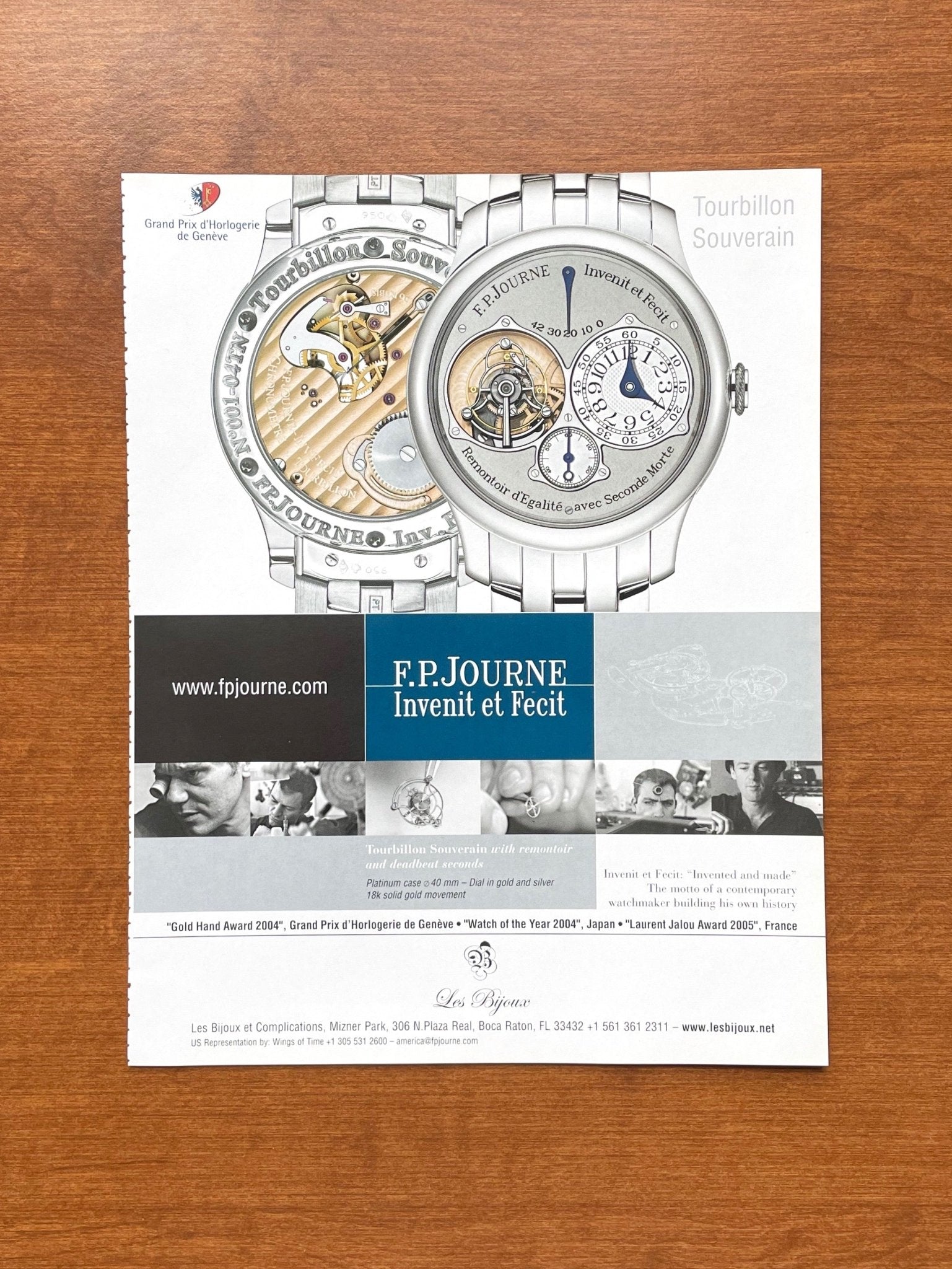 2005 F.P. Journe Tourbillon Souverain at Les Bijoux Advertisement