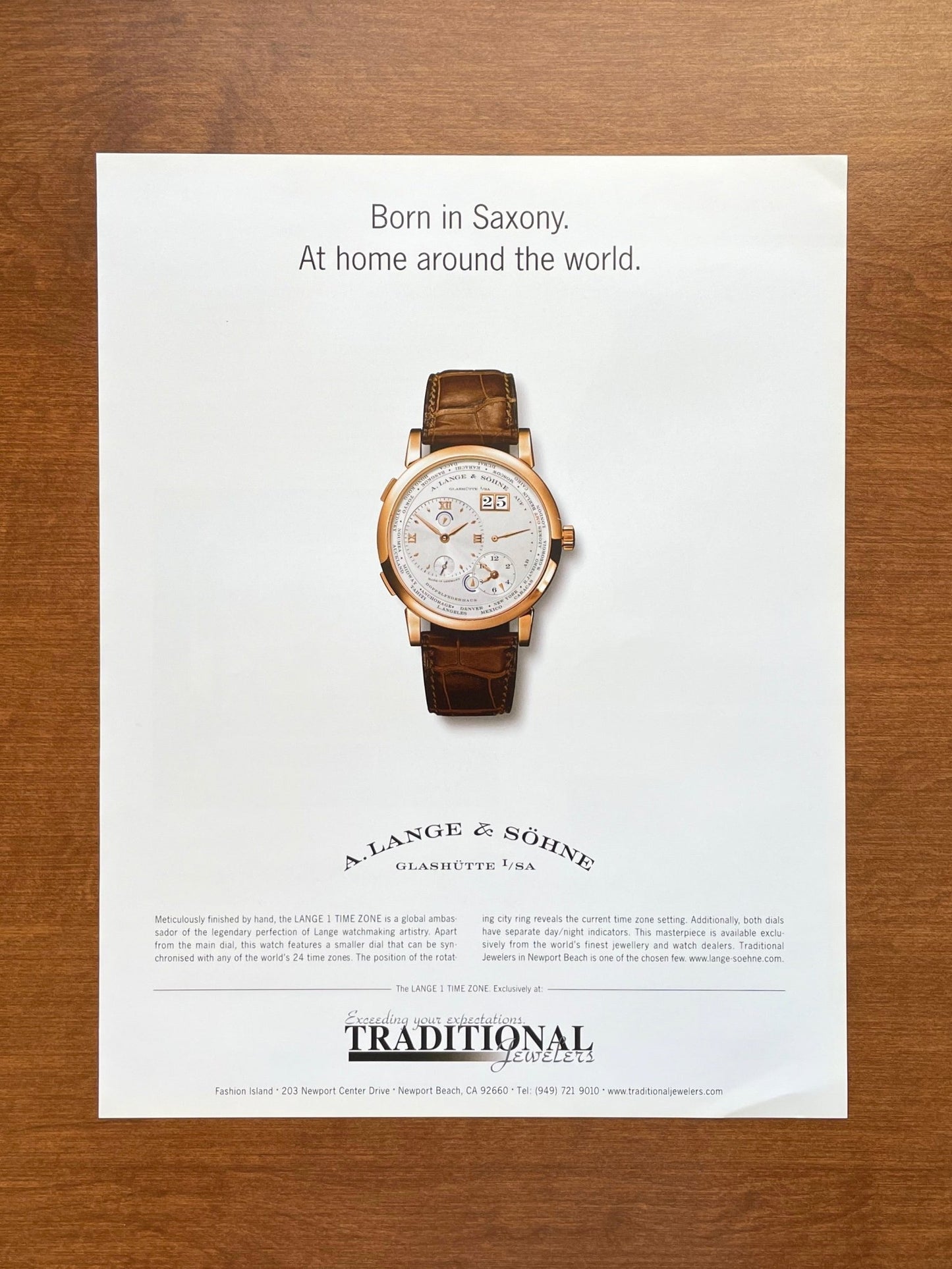 2006 A. Lange & Sohne Lange 1 Time Zone Advertisement