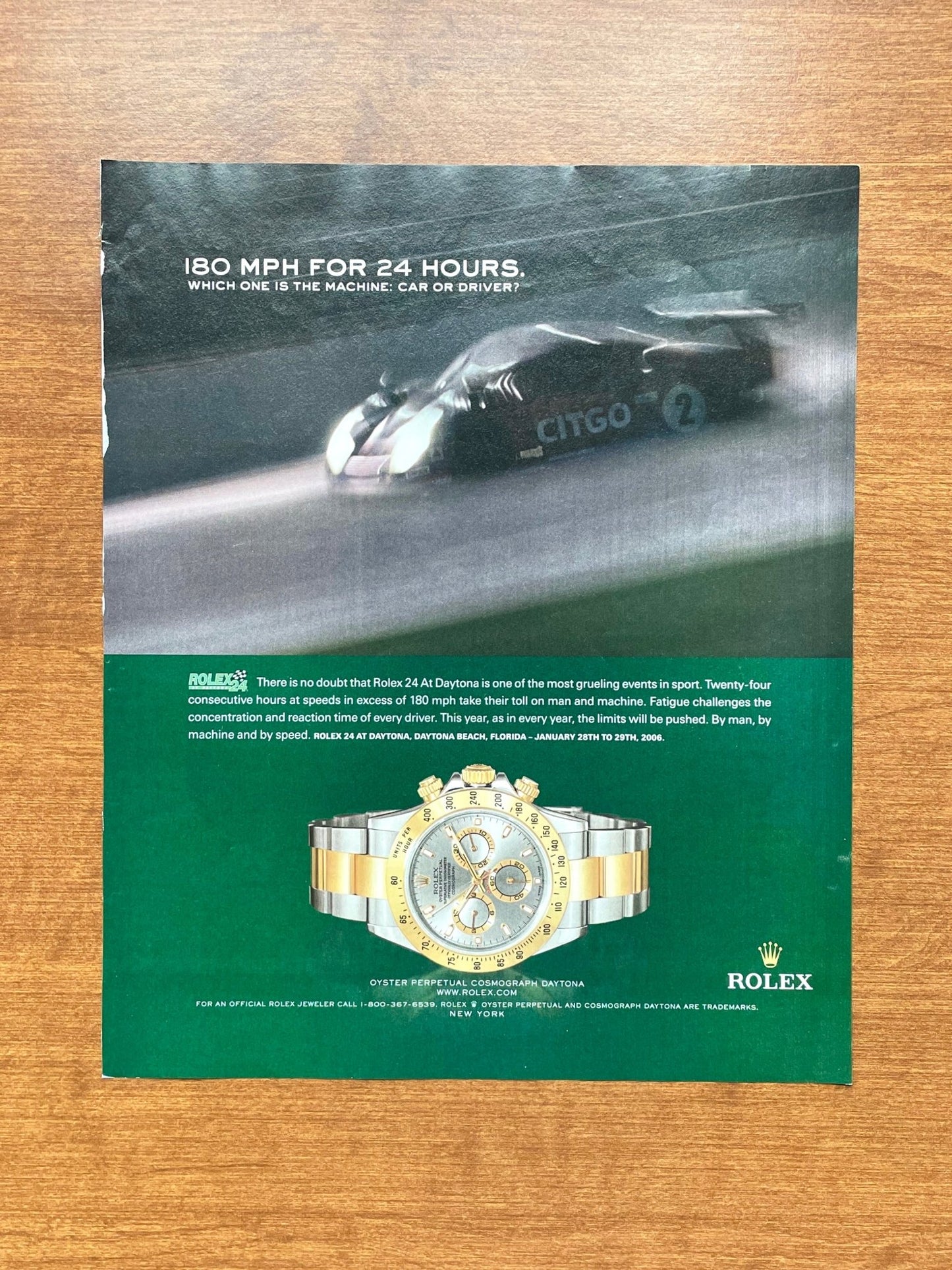 2006 Rolex Daytona Ref. 116523 "180 MPH..." Advertisement