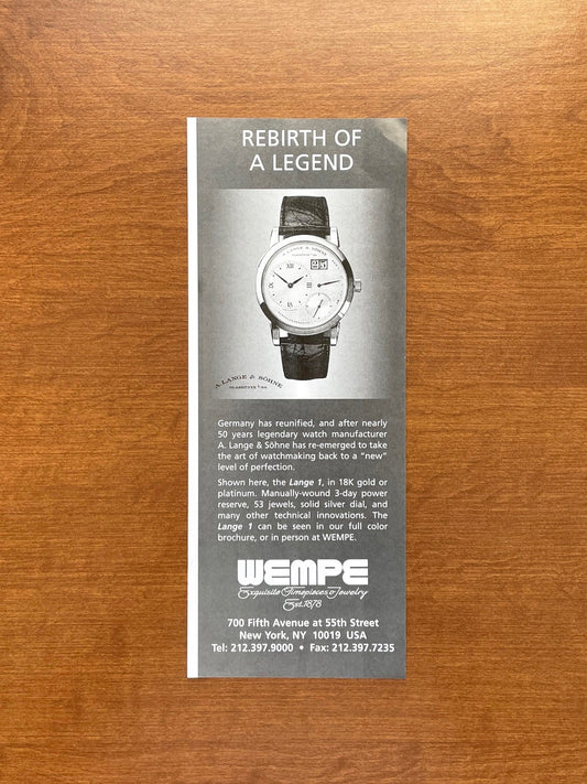 A. Lange & Sohne Lange 1 at WEMPE Advertisement