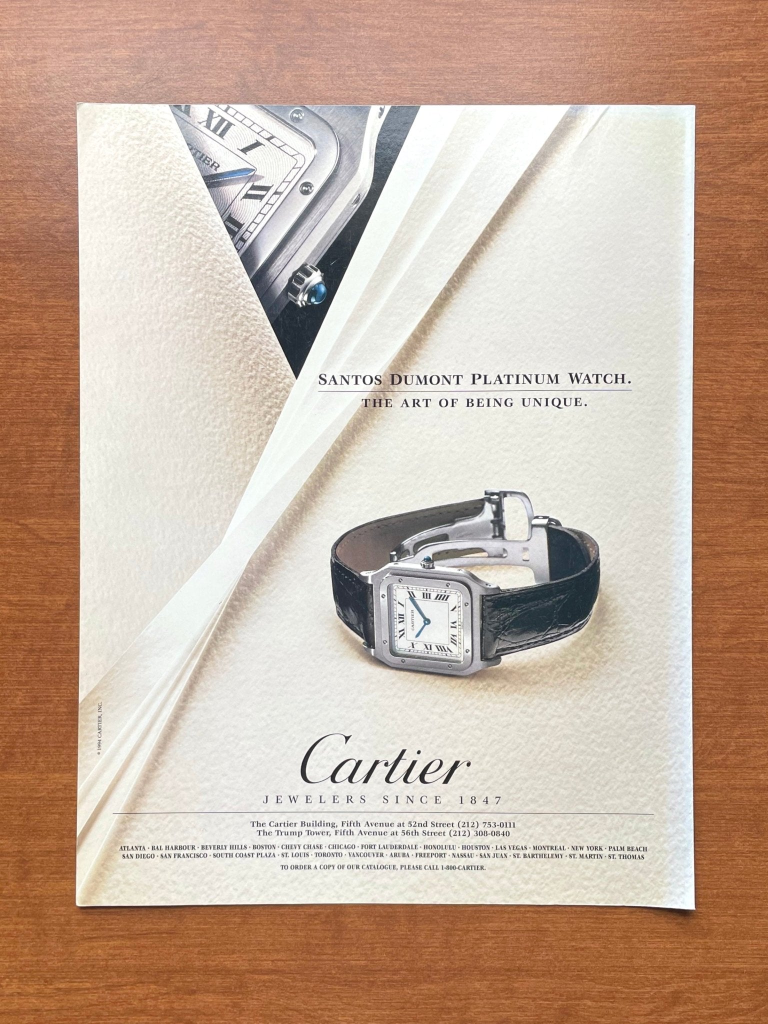 Cartier Santos Dumont Platinum Watch Advertisement