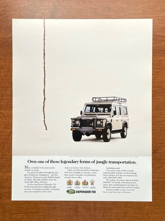 Defender 110 "jungle transportation." Ad Proof