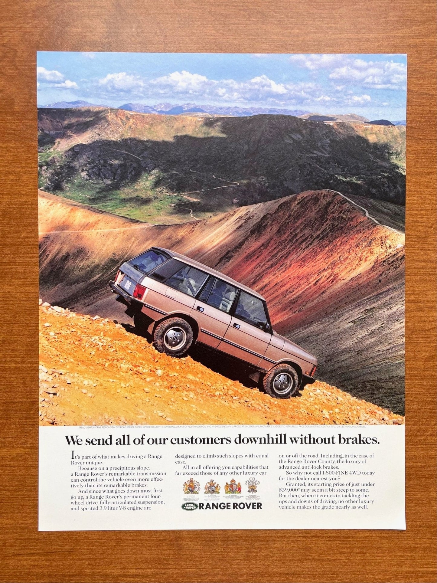 Range Rover "downhill without brakes." Ad Proof
