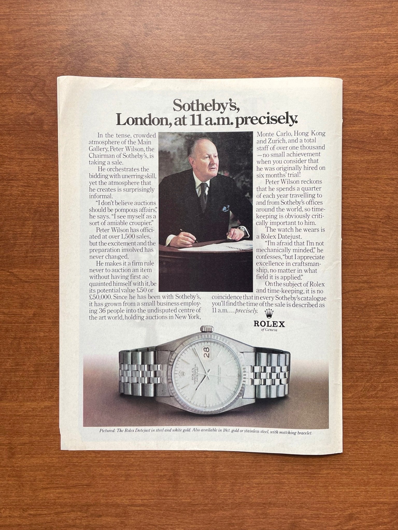 Rolex Datejust Ref. 16014 "Sotheby's..." Advertisement