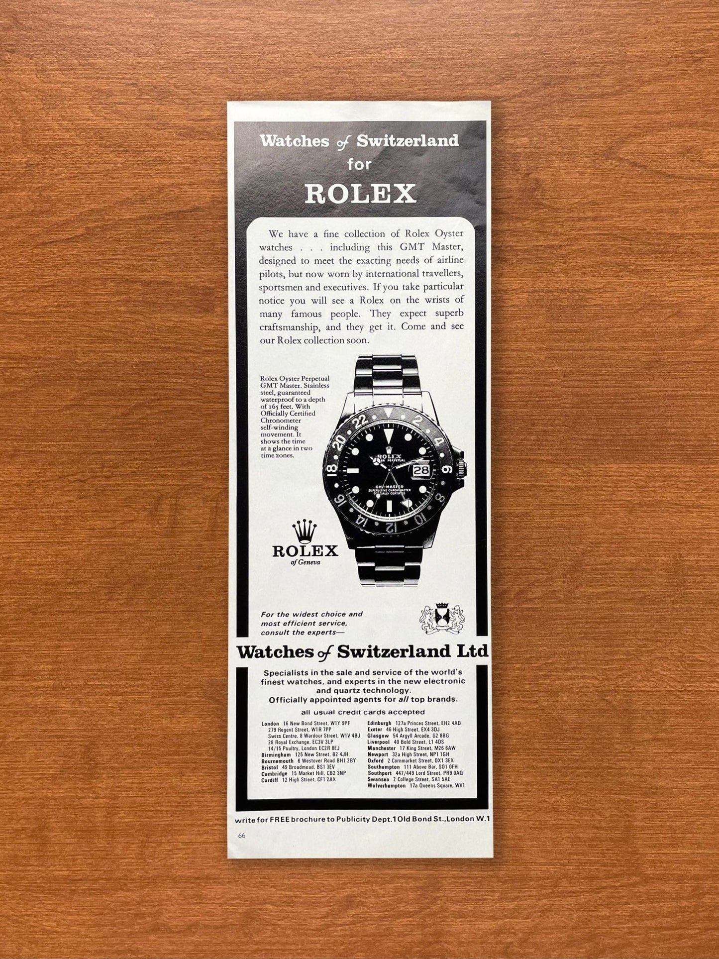 Rolex GMT Master at Watches of Switzerland Advertisement