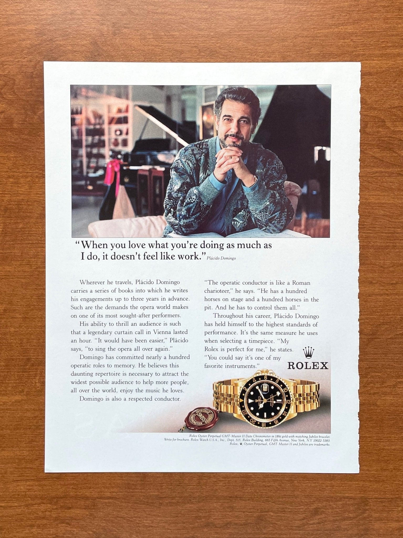 Rolex GMT Master II Ref. 16718 feat. Placido Domingo Advertisement