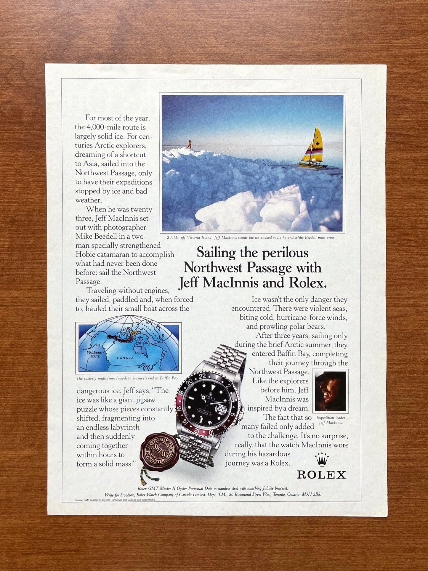 Rolex GMT Master II "Sailing the perilous Northwest Passage..." Advertisement