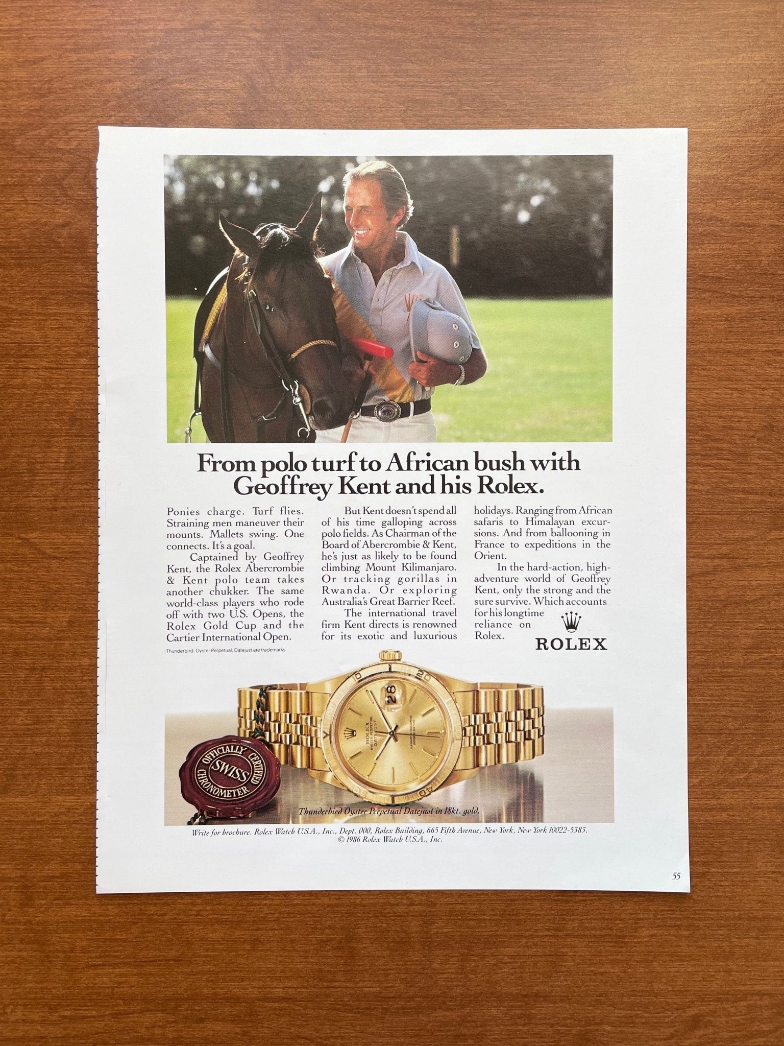 Rolex "Thunderbird" Datejust "polo turf to African bush..." Advertisement