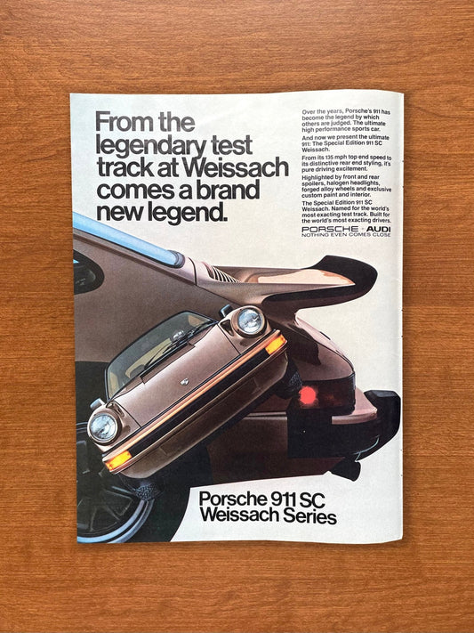 Vintage Porsche 911 SC Weissach Series Advertisement